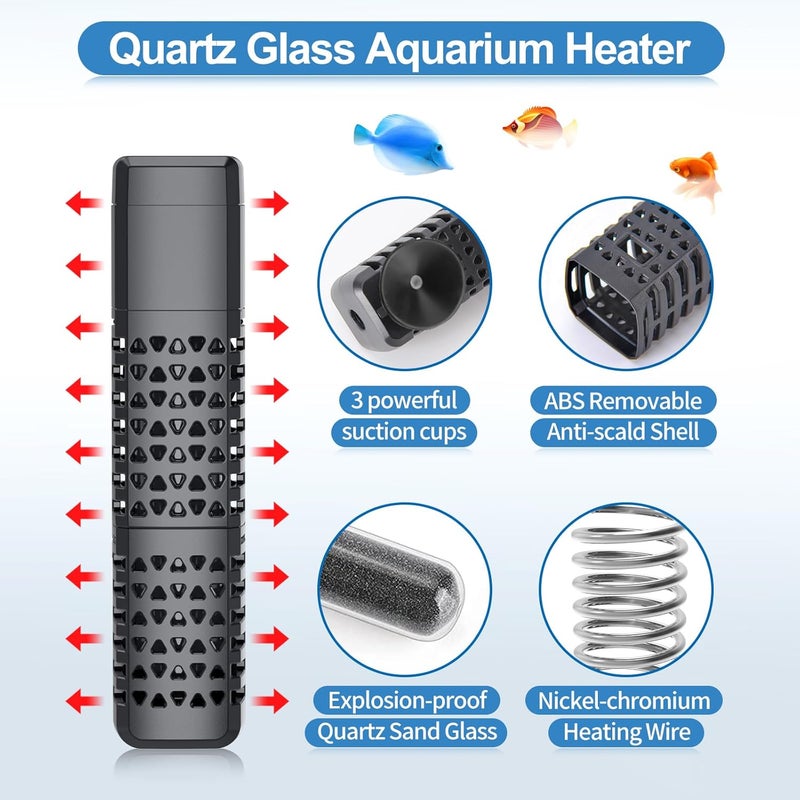 HiTauing Aquarium Heater, Upgraded 100W Fish Tank Heater with Intelligent Leaving Water Automatically Stop Heating and Advanced Temperature Control System, Suitable for Saltwater and Freshwater - Image 3
